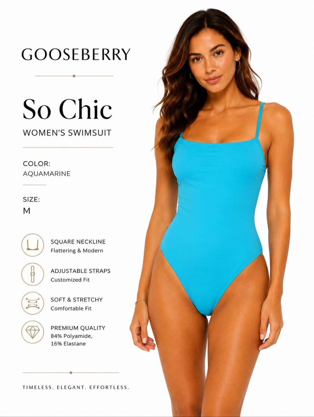 Gooseberry So Chic Women's One-Piece Swimsuit Aquamarine Size M NWT